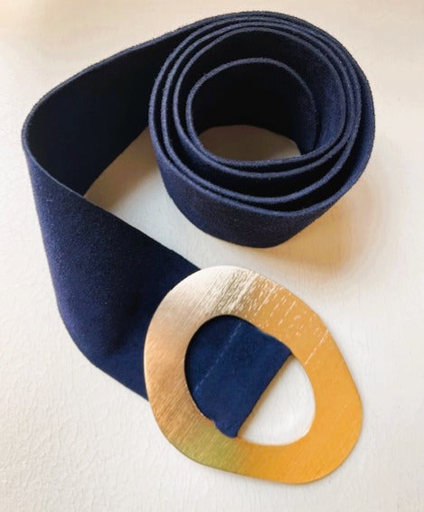 Navy Suede Leather Belt