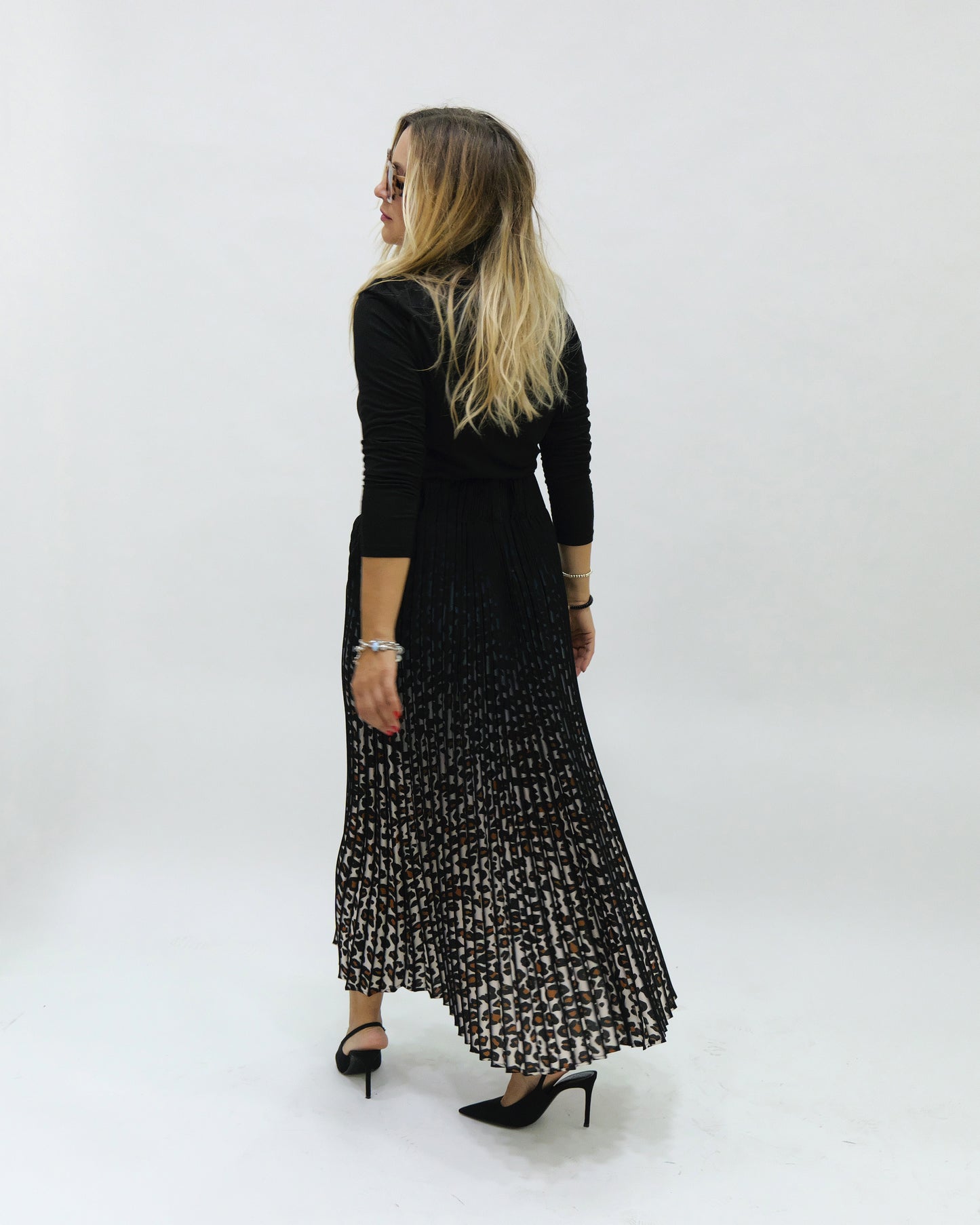 Victoria Pleated Cheetah Printed Skirt