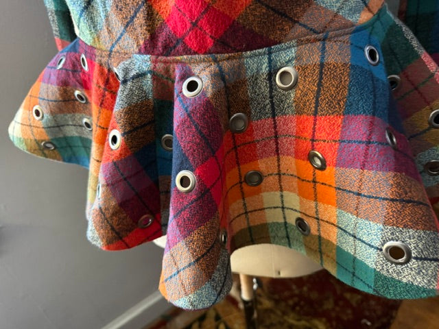 SONYA's RED/ORANGE "LIBRARY" PLAID FLARE GROMMET JACKET